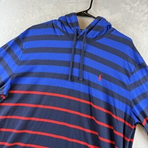 Polo Ralph Lauren Hoodie Mens XL Navy Striped Long Sleeve Pullover Lightweight